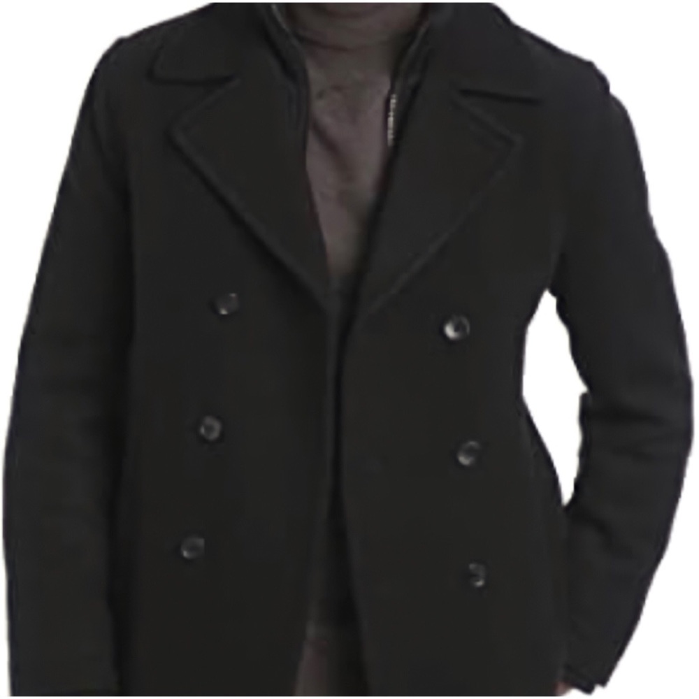 EUC Ben Sherman Black Double-Breasted Thick Lined Pea Coat - XS